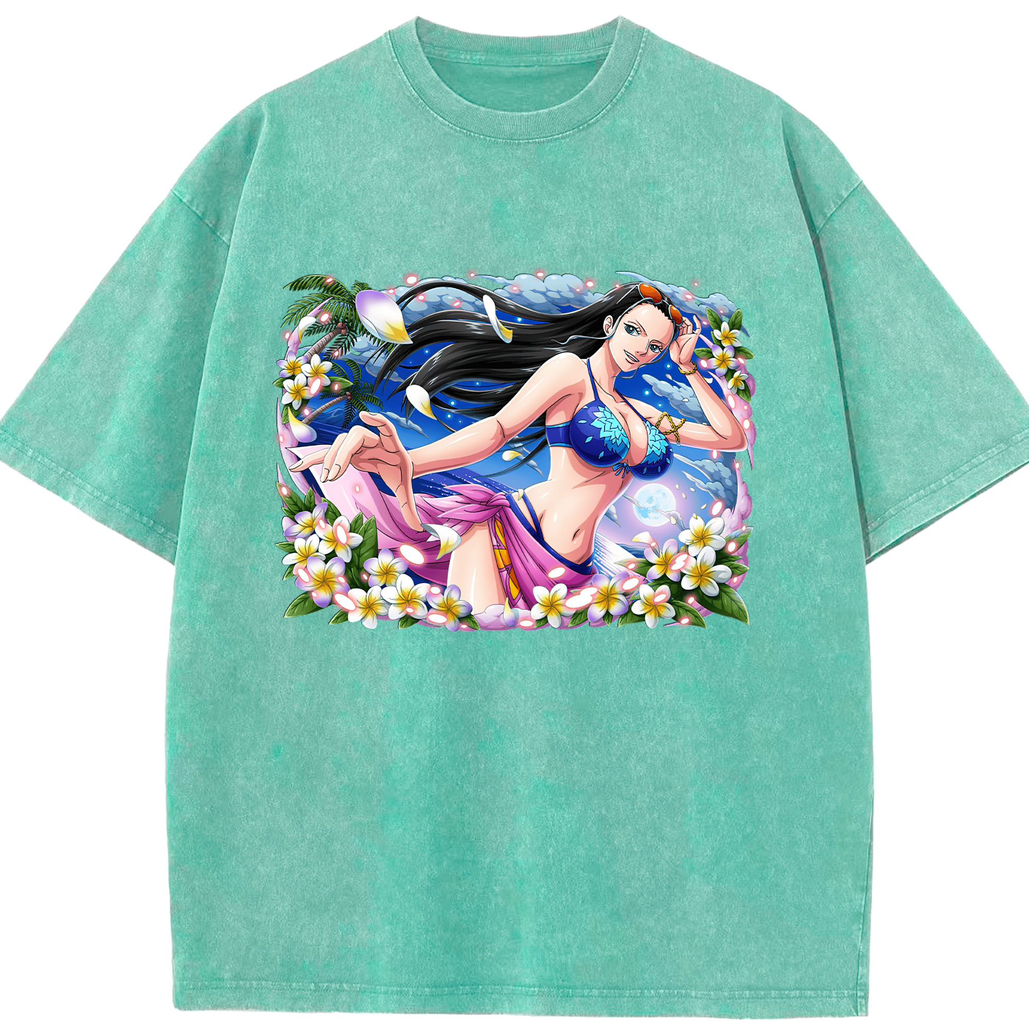 ワンピース ニコ・ロビン ONE PIECE Nico Robin 綿100% ヴィンテージ風 半袖Tシャツ（フロントプリント）